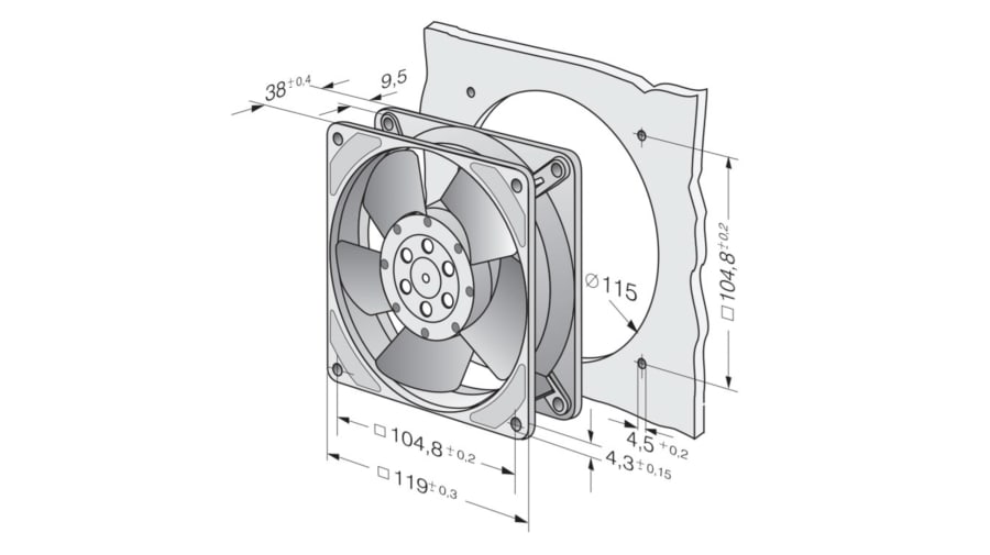ebm-papst 4000 Z Series Axial Fan, 115 V ac, AC Operation, 180m³/h, 18W, 119 x 119 x 38mm – Model: 4606ZH