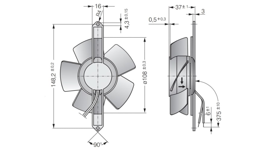 ebm-papst 4000 Series Axial Fan, 115 V ac, AC Operation, 180m³/h, 18W, 119 x 119 x 38mm – Model: 4606X