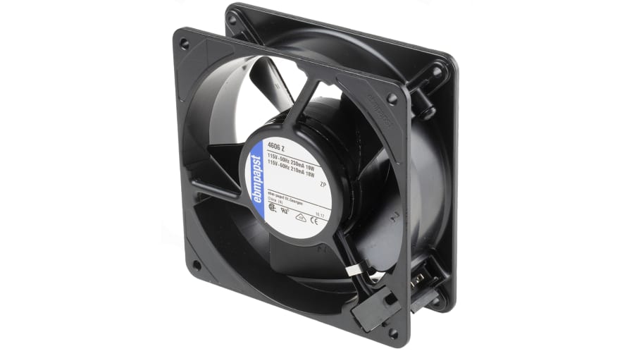 ebm-papst 4000 Z Series Axial Fan, 115 V ac, AC Operation, 180m³/h, 18W, 119 x 119 x 38mm – Model: 4606Z