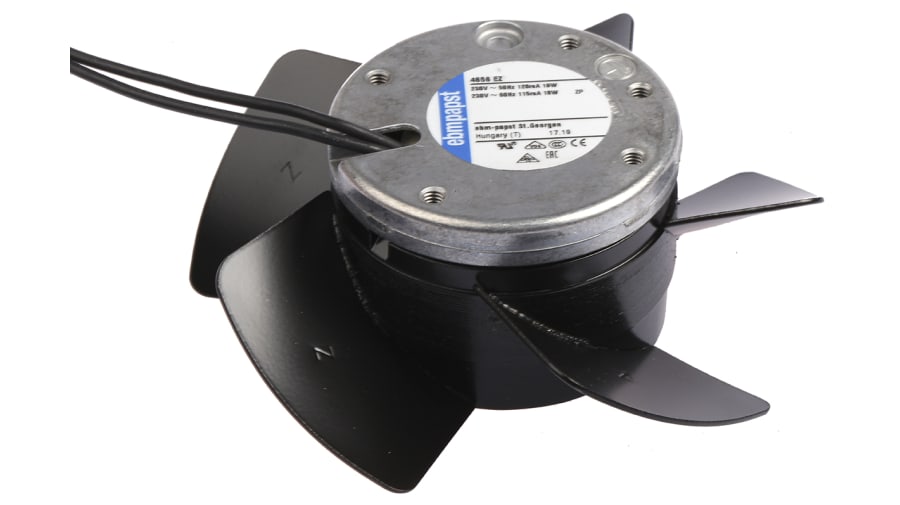 ebm-papst 4000 Series Axial Fan, 230 V ac, AC Operation, 160m³/h, 19W, IP20, 119 x 119 x 38mm – Model: 4656EZ