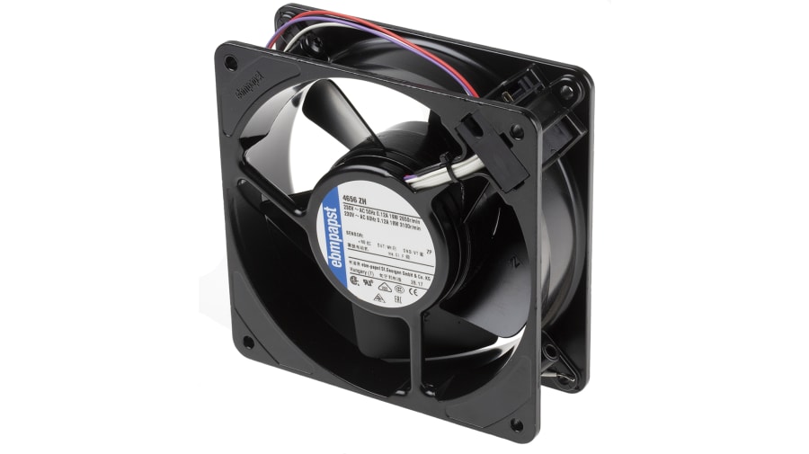 ebm-papst 4000 Z Series Axial Fan, 230 V ac, AC Operation, 160m³/h, 19W, 119 x 119 x 38mm – Model: 4656ZH