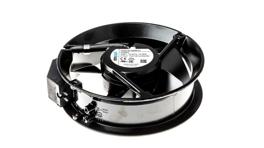 ebm-papst W2E142 Series Axial Fan, 230 V ac, AC Operation, 440m³/h, 26W, 172 x 51mm – Model: W2E143-AA09-01