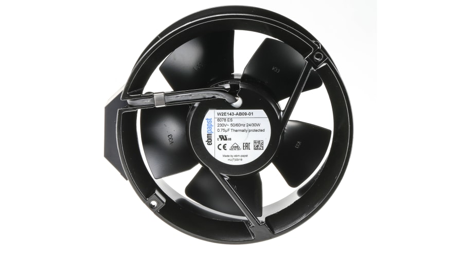 ebm-papst W2E143 Series Axial Fan, 230 V ac, AC Operation, 500m³/h, 29W, 172 x 51mm – Model: W2E143-AB09-01