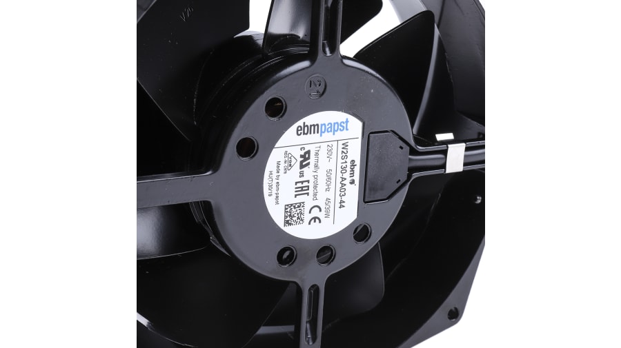 ebm-papst W2S130 Series Axial Fan, 230 V ac, AC Operation, 380m³/h, 45W, 172 x 55mm – Model: W2S130-AA03-44