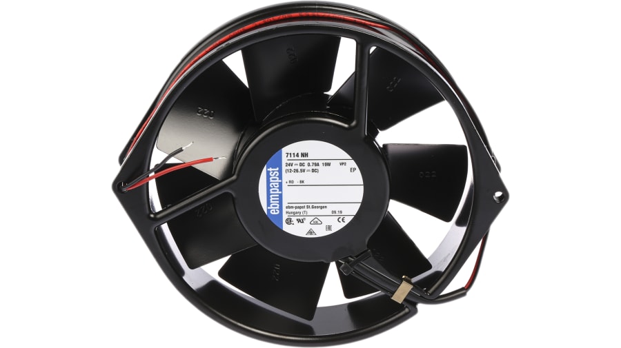 ebm-papst 7100 N Series Axial Fan, 24 V dc, DC Operation, 360m³/h, 19W, 150 x 38mm – Model: 7114NH