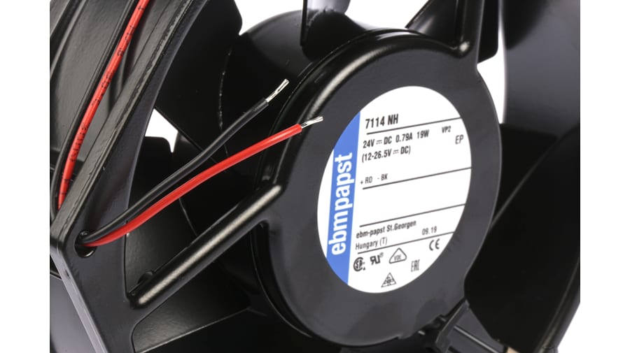 ebm-papst 7100 N Series Axial Fan, 24 V dc, DC Operation, 360m³/h, 19W, 150 x 38mm – Model: 7114NH