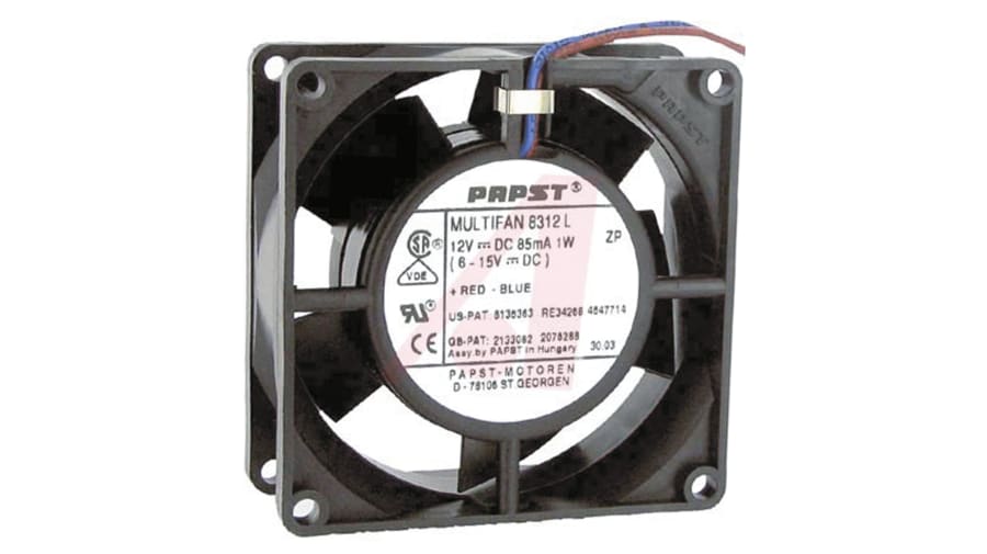 ebm-papst 8300 Series Axial Fan, 12 V dc, DC Operation, 67m³/h, 4W, 80 x 80 x 32mm – Model: 8312HL