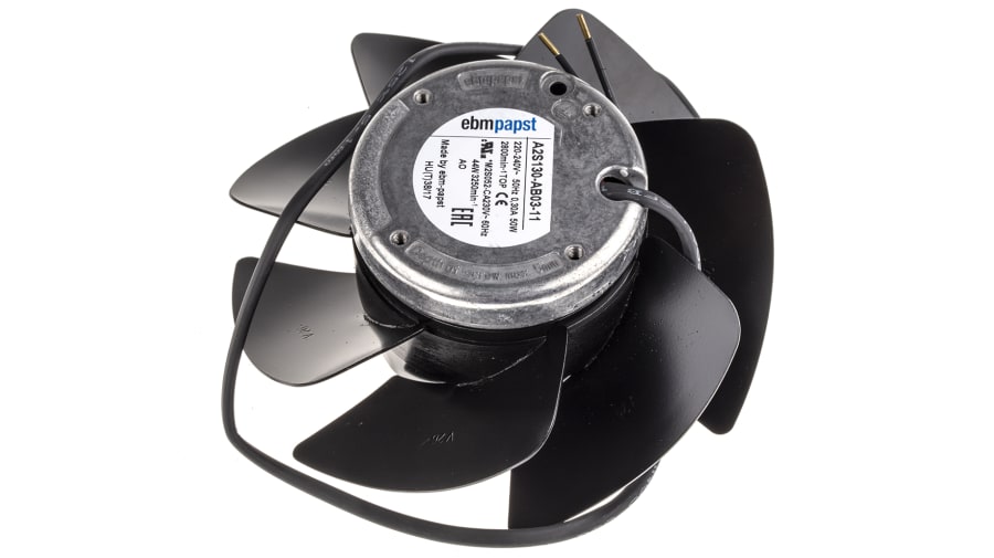 ebm-papst A2S130 Series Axial Fan, 230 V ac, AC Operation, 325m³/h, 50W, 300mA Max, IP44, 138.3 x 56.9mm – Model: A2S130-AB03-11