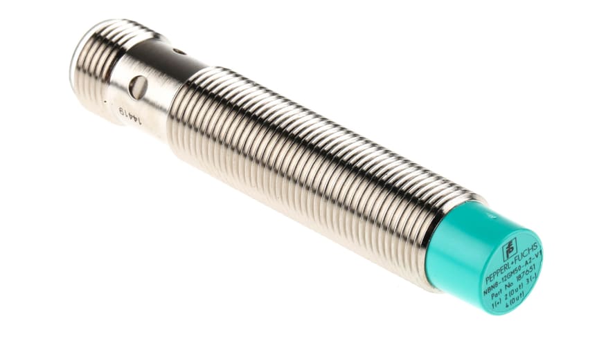 NBN8-12GM50-A2-V1, Pepperl + Fuchs Inductive Barrel-Style Proximity Sensor, M12 x 1, 8 mm Detection, PNP Output, 5 → 36 V dc, IP68 – Model: 