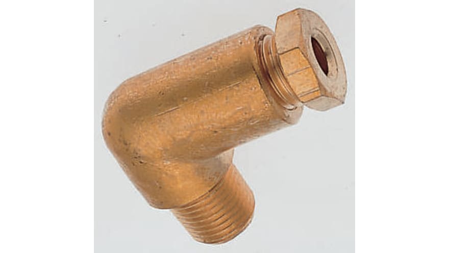 Norgren Enots 34 Series Elbow Threaded Adaptor, R 1/4 Male to Push In 3/8 in, Threaded-to-Tube Connection Style – Model: 221450628