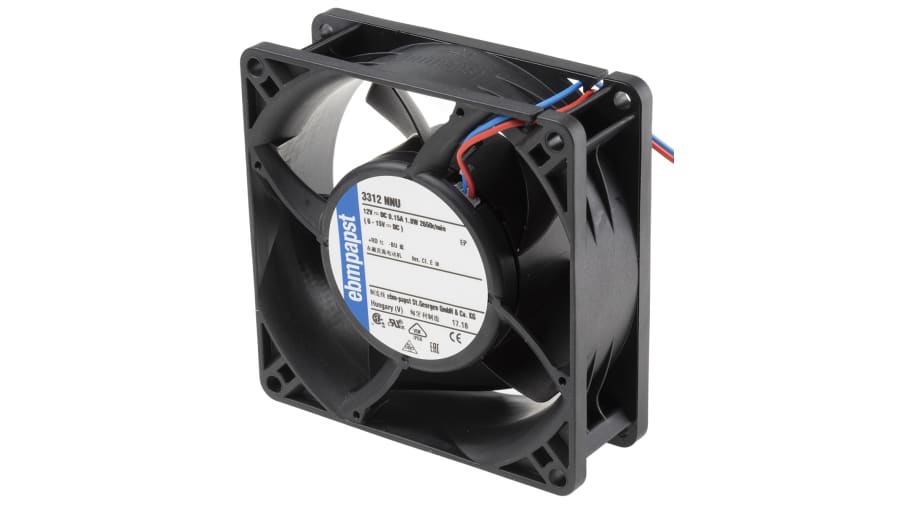 ebm-papst 3300 N - S-Panther Series Axial Fan, 12 V dc, DC Operation, 80m³/h, 1.8W, IP68, 92 x 92 x 32mm – Model: 3312NNU