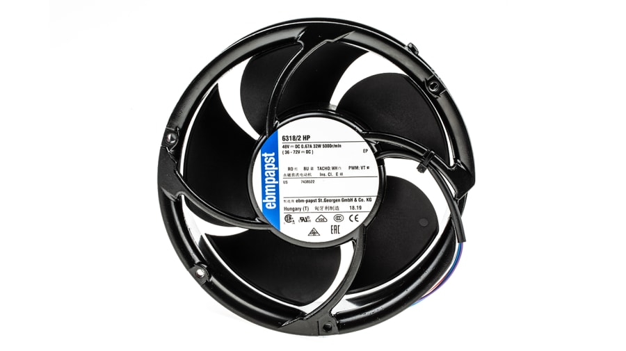 ebm-papst 6300 - S-Force Series Axial Fan, 48 V dc, DC Operation, 710m³/h, 67W, 172 x 51mm – Model: 6318/2HP