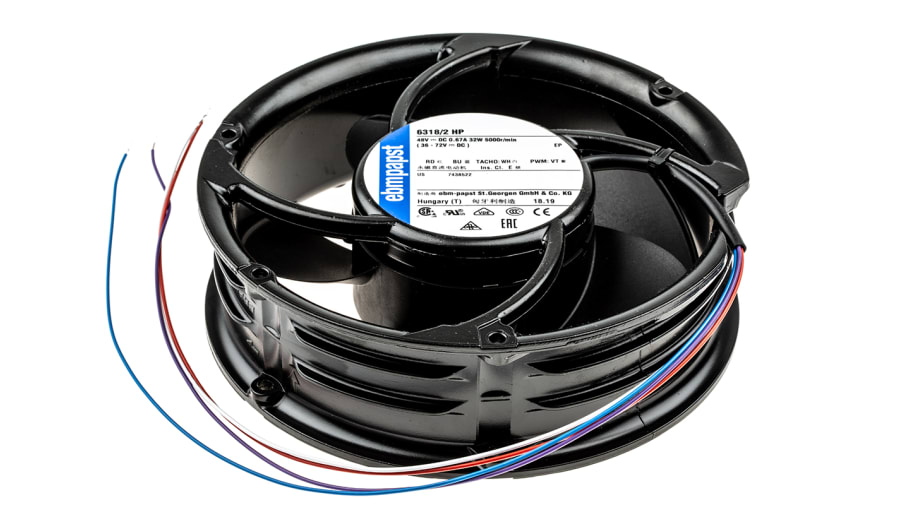 ebm-papst 6300 - S-Force Series Axial Fan, 48 V dc, DC Operation, 710m³/h, 67W, 172 x 51mm – Model: 6318/2HP