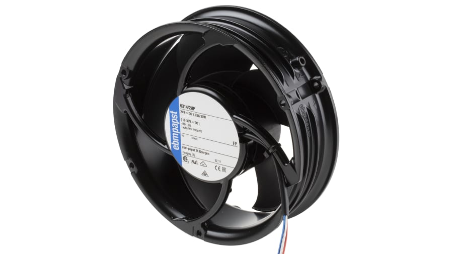ebm-papst 6300 - S-Force Series Axial Fan, 24 V dc, DC Operation, 545m³/h, 31W, 172 x 51mm – Model: 6314/2HP