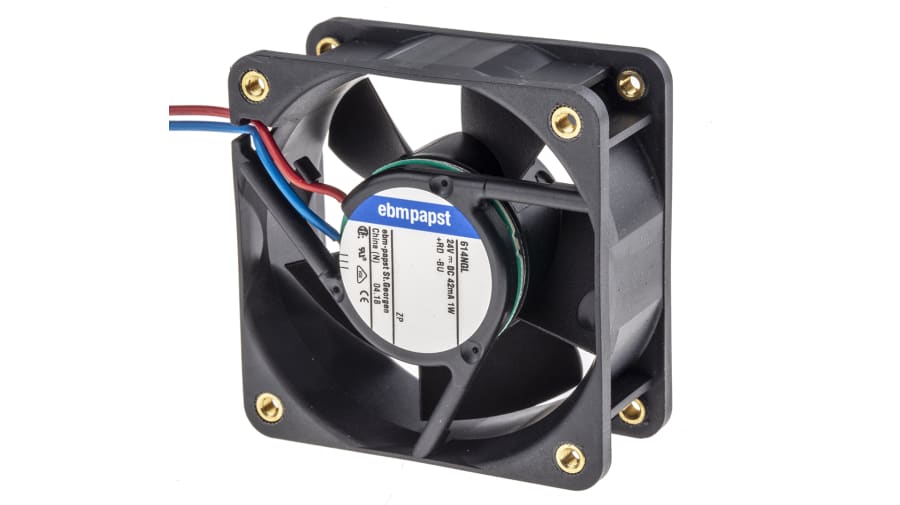 ebm-papst 600 N Series Axial Fan, 24 V dc, DC Operation, 21m³/h, 1W, IP20, 60 x 60 x 25mm – Model: 614NGL-RS0
