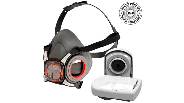 JSP PressToCheck Series Half-Type Mask Respirator with Replacement Filters, Size Medium, Hypoallergenic – Model: BHT0A3-0L5-N00