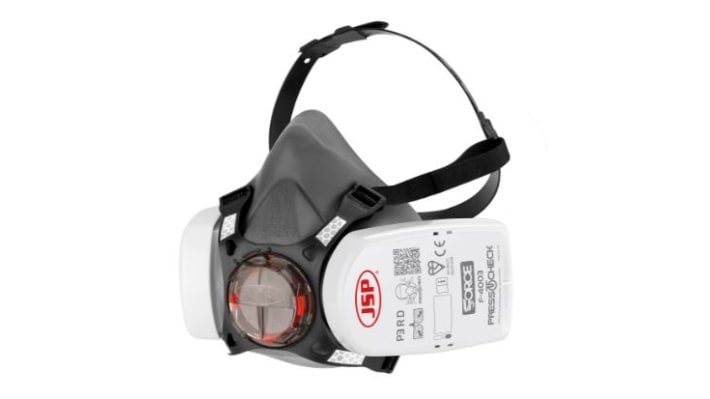 JSP PressToCheck Series Half-Type Mask Respirator with Replacement Filters, Size Medium, Hypoallergenic – Model: BHT0A3-0L5-N00