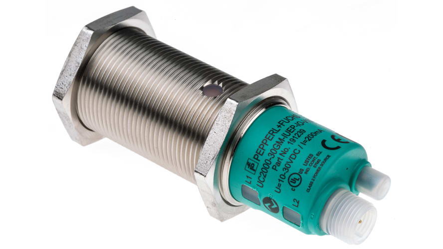 UC2000-30GM-IUEP-IO-V15, Pepperl + Fuchs Ultrasonic Barrel-Style Proximity Sensor, M30 x 1.5, 90 → 2000 mm Detection, Analogue, Push-Pull – 