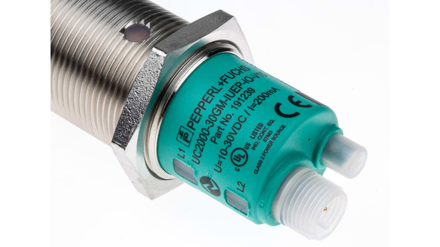 UC2000-30GM-IUEP-IO-V15, Pepperl + Fuchs Ultrasonic Barrel-Style Proximity Sensor, M30 x 1.5, 90 → 2000 mm Detection, Analogue, Push-Pull – 