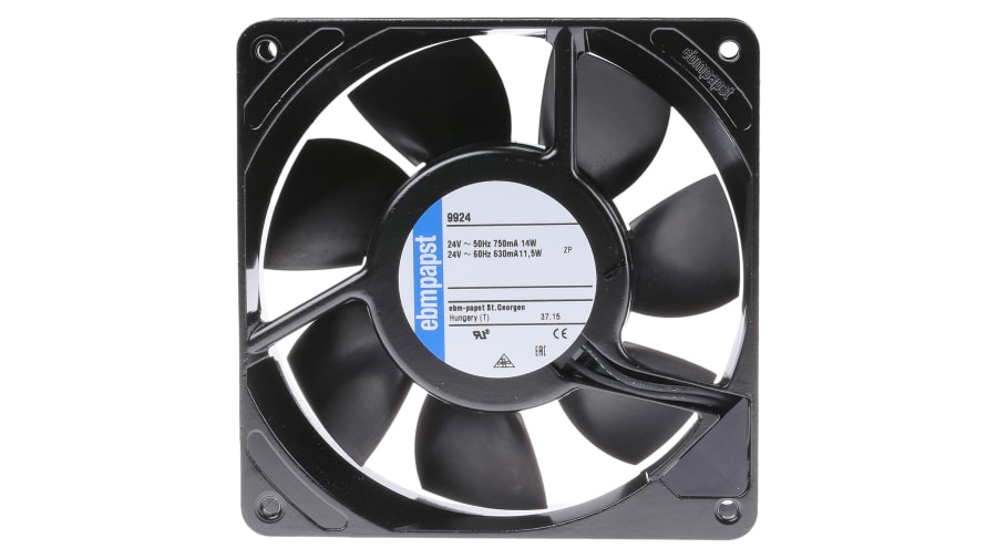 ebm-papst 9900 Series Axial Fan, 24 V ac, AC Operation, 114m³/h, 14W, 119 x 119 x 25mm