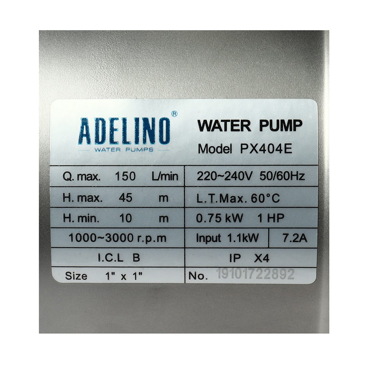 PX404E ปั๊มน้ำอินเวอร์เตอร์ 0.75KW 1HP