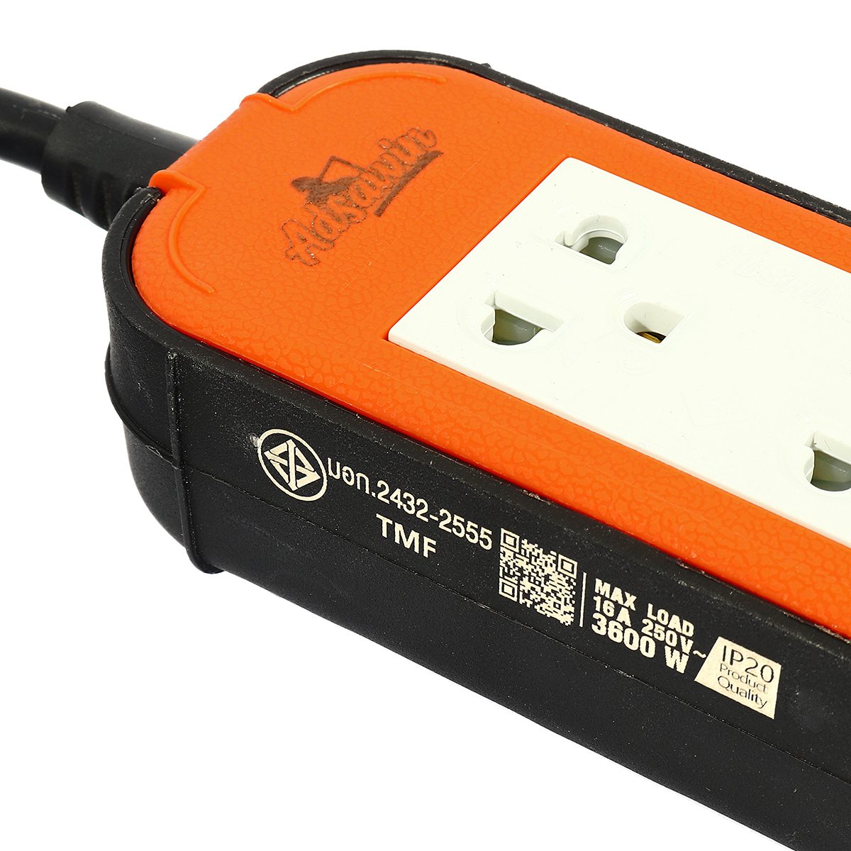 ปลั๊กบล็อก ปลั๊กพ่วง มอก. อัศวิน (ADSAWIN By TOSHINO) รุ่น MX315-5M 2 ช่องเสียบ 16 แอมป์ รองรับกระแสไฟ 3,600 วัตต์ ความยาวสายไฟ 5 เมตร สีส้ม