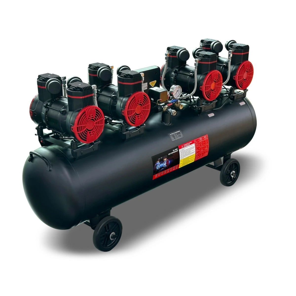 AUARITA ปั๊มลมออยล์ฟรี กำลัง 8 แรงม้า ไฟ 220 โวลต์ 1 เฟส 4 โพล (4หัว) รุ่น 4-1500X4F160 ขนาดถัง 160 ลิตร แรงดันสูงสุด 12 บาร์ ปริมาณลม 940 ล