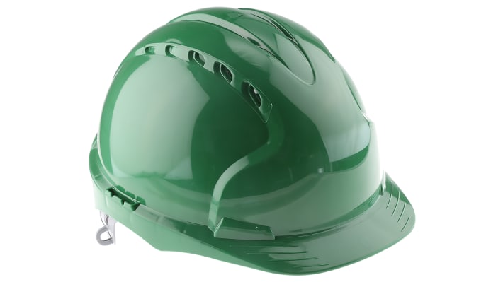 JSP EVO2 Green Safety Helmet with Chin Strap, Adjustable, Ventilated