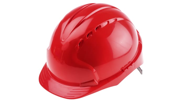 JSP EVO2 Red Safety Helmet with Chin Strap, Adjustable, Ventilated
