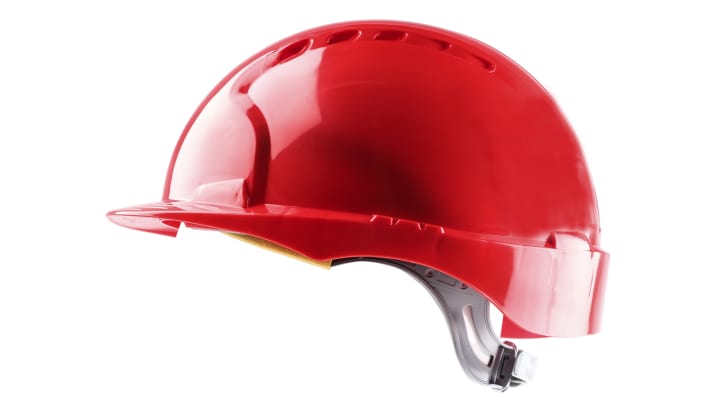 JSP EVO2 Red Safety Helmet with Chin Strap, Adjustable, Ventilated
