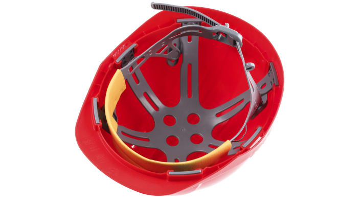 JSP EVO2 Red Safety Helmet with Chin Strap, Adjustable, Ventilated