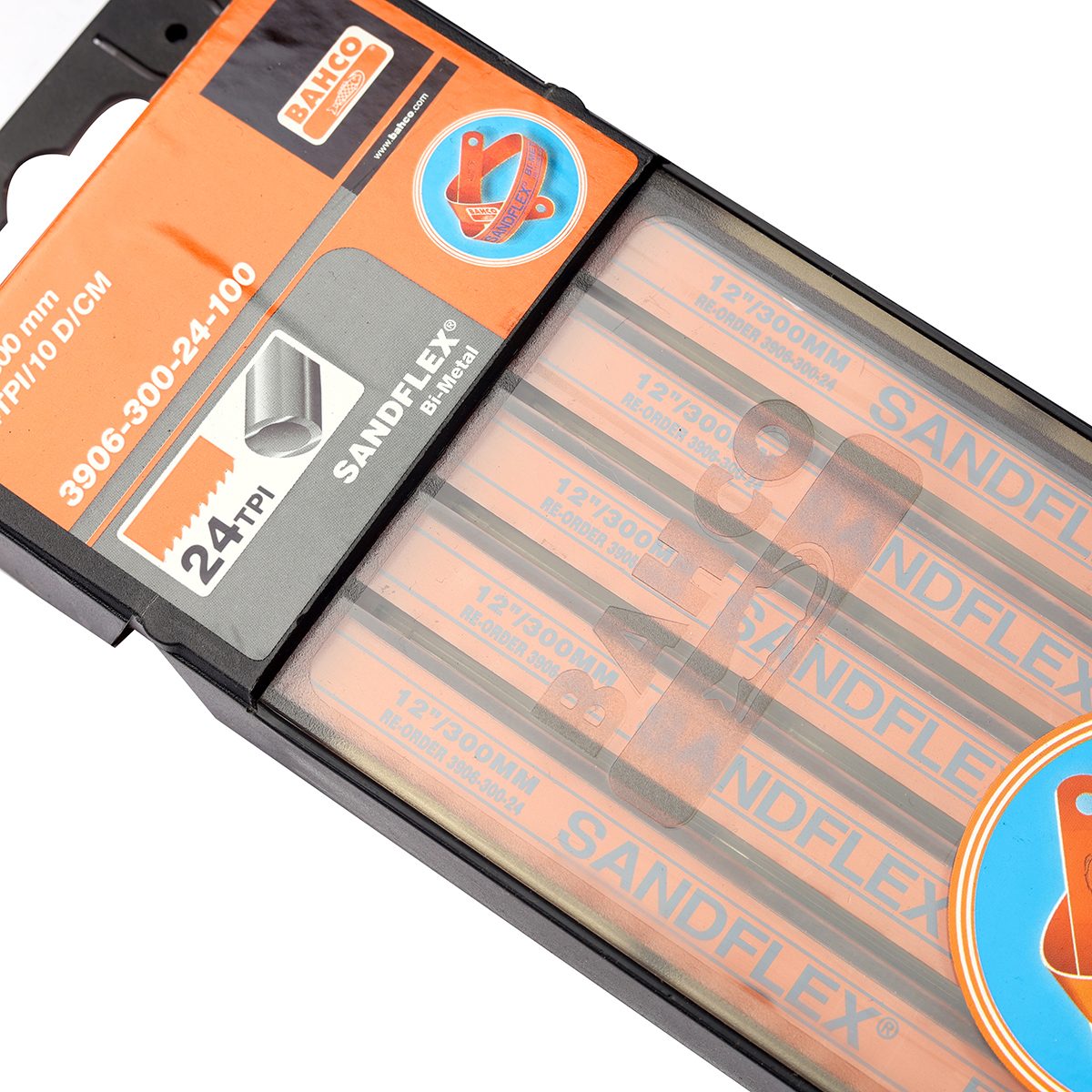 BAHCO ใบเลื่อย 12 นิ้ว 24 ฟัน รุ่น SANDFLEX ใบเลื่อยไบเมทัล สามารถตัดเหล็กได้อย่างเฉียบคม มีความรวดเร็วในการตัด ปลอดภัยต่อผู้ใช้งาน บรรจุ 10