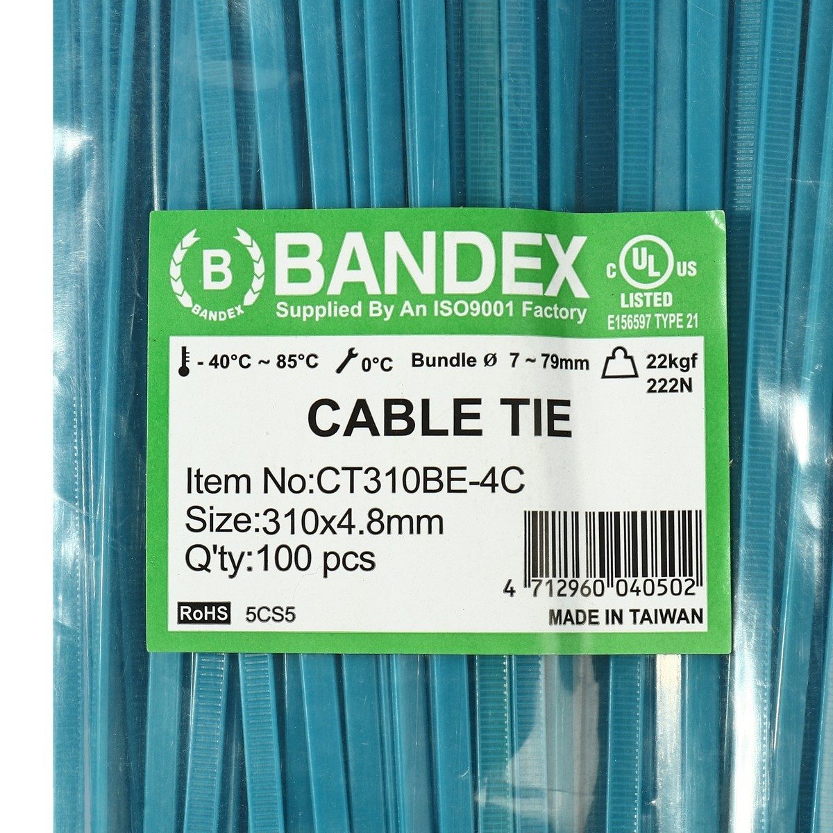 BANDEX เคเบิ้ลไทร์ สีน้ำเงิน ขนาด 12 นิ้ว รุ่น CT310BE-4C บรรจุ 100 เส้น (แบนเด็กส์)
