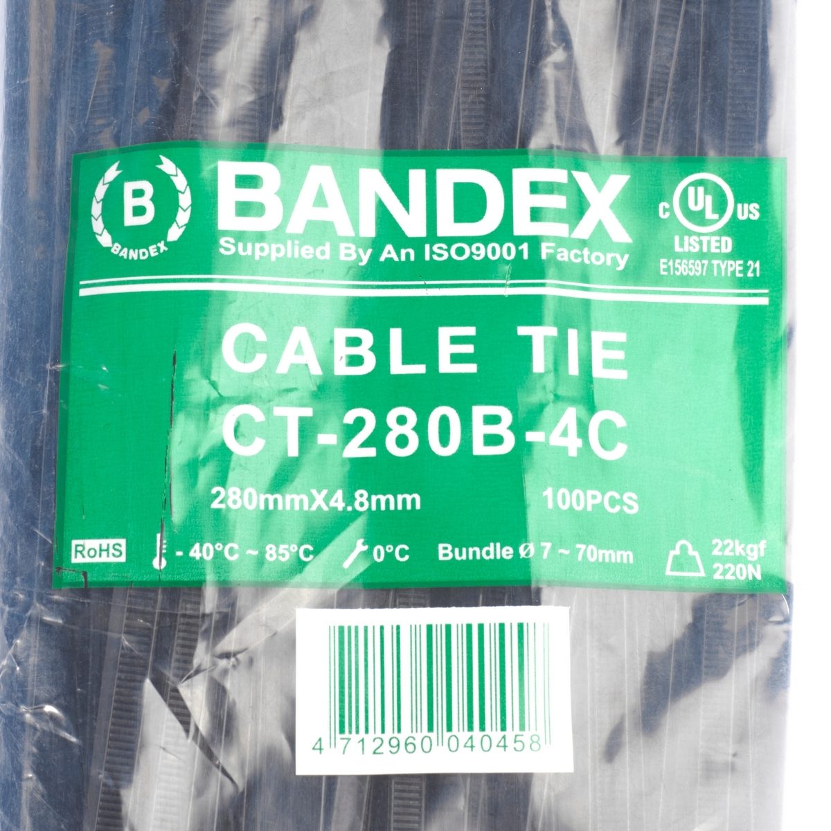 CT-280B-4Cเคเบิ้ลไทร์11"ดำ(100เส้น/PACK)