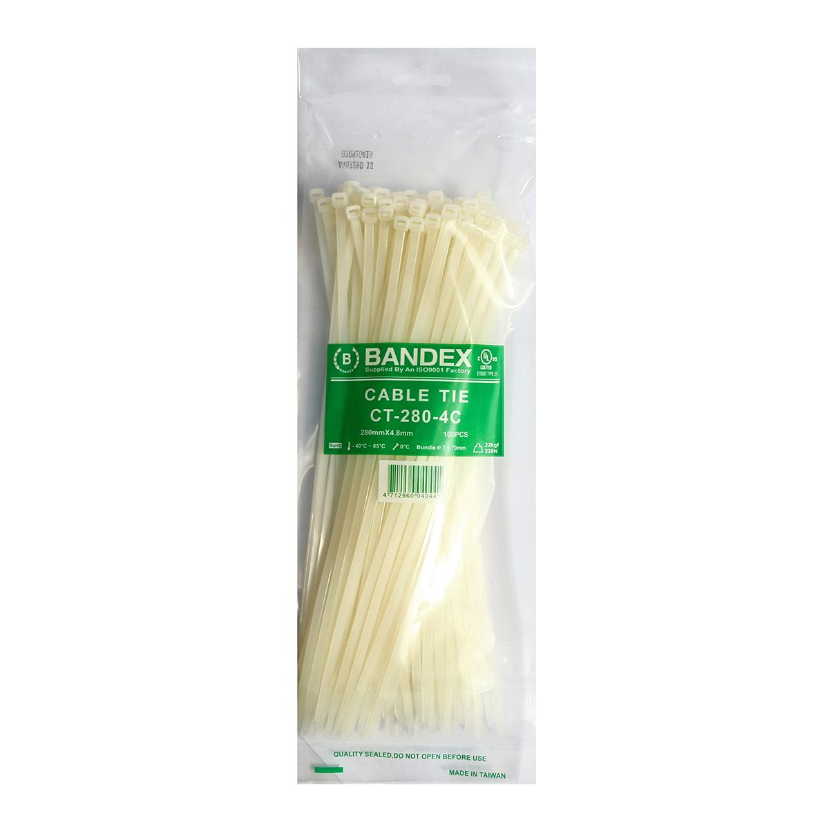 CT-280-4Cเคเบิ้ลไทร์11"ขาว(100เส้น/PACK)