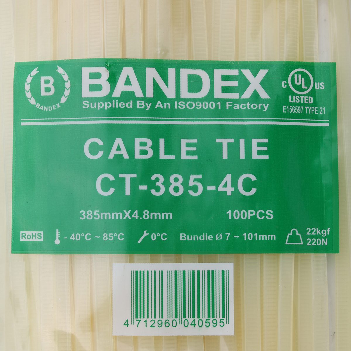 CT-385-4Cเคเบิ้ลไทร์15 3/16"ขาว(100เส้น)