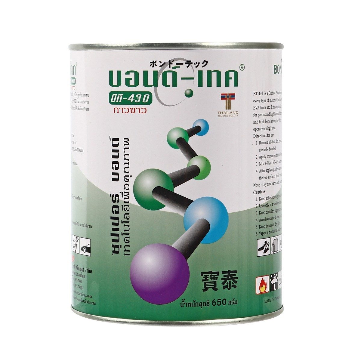 BOND-TECH กาวยาง 650 กรัม รุ่น BT-430 สำหรับยึดติดวัสดุทั่วไป ให้การยึดเกาะชิ้นงานดีเยี่ยม ใช้กับงานที่ต้องการระยะเวลาทำงานนานได้ (บอนด์เทค)