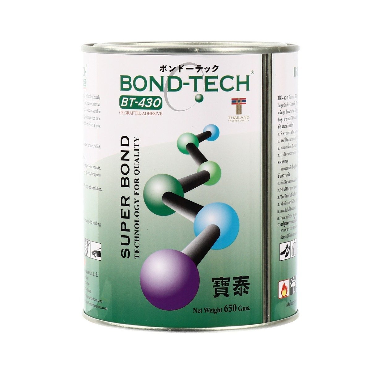 BOND-TECH กาวยาง 650 กรัม รุ่น BT-430 สำหรับยึดติดวัสดุทั่วไป ให้การยึดเกาะชิ้นงานดีเยี่ยม ใช้กับงานที่ต้องการระยะเวลาทำงานนานได้ (บอนด์เทค)