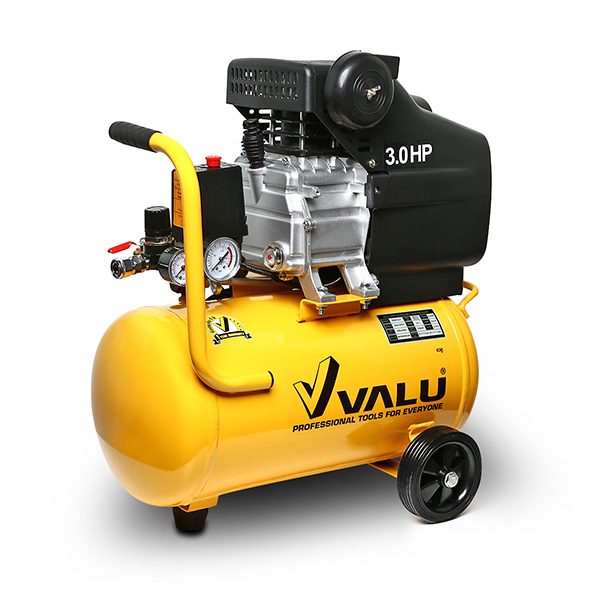 ปั๊มลมขับตรง แวลู (VALU) รุ่น BM2024 (ปั๊มลมโรตารี่) กำลังมอเตอร์ 3 แรงม้า (2237 วัตต์) ขนาดถังลม 24 ลิตร แรงดัน 8 บาร์ ปริมาณลม 180 ลิตร/นา