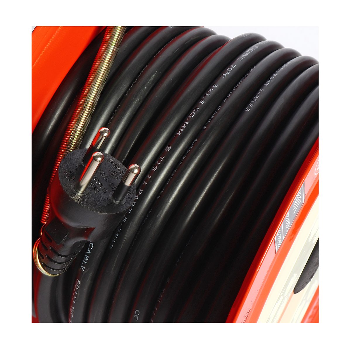 ล้อเก็บสายไฟ มาตรฐาน มอก. CHAMP รุ่น CHD41 Series สายไฟ VCT3X1.5 Sqmm ยาว 10 เมตร รองรับไฟได้ 16 แอมป์ (3,500 วัตต์) เต้าเสียบ 4 ช่อง 1 สวิต