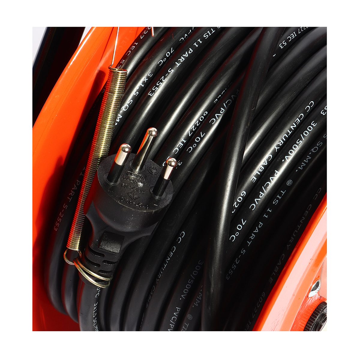 ล้อเก็บสายไฟ มาตรฐาน มอก. CHAMP รุ่น CHD41 Series สายไฟ VCT3X1.5 Sqmm ยาว 20 เมตร รองรับไฟได้ 16 แอมป์ (3,500 วัตต์) เต้าเสียบ 4 ช่อง 1 สวิต