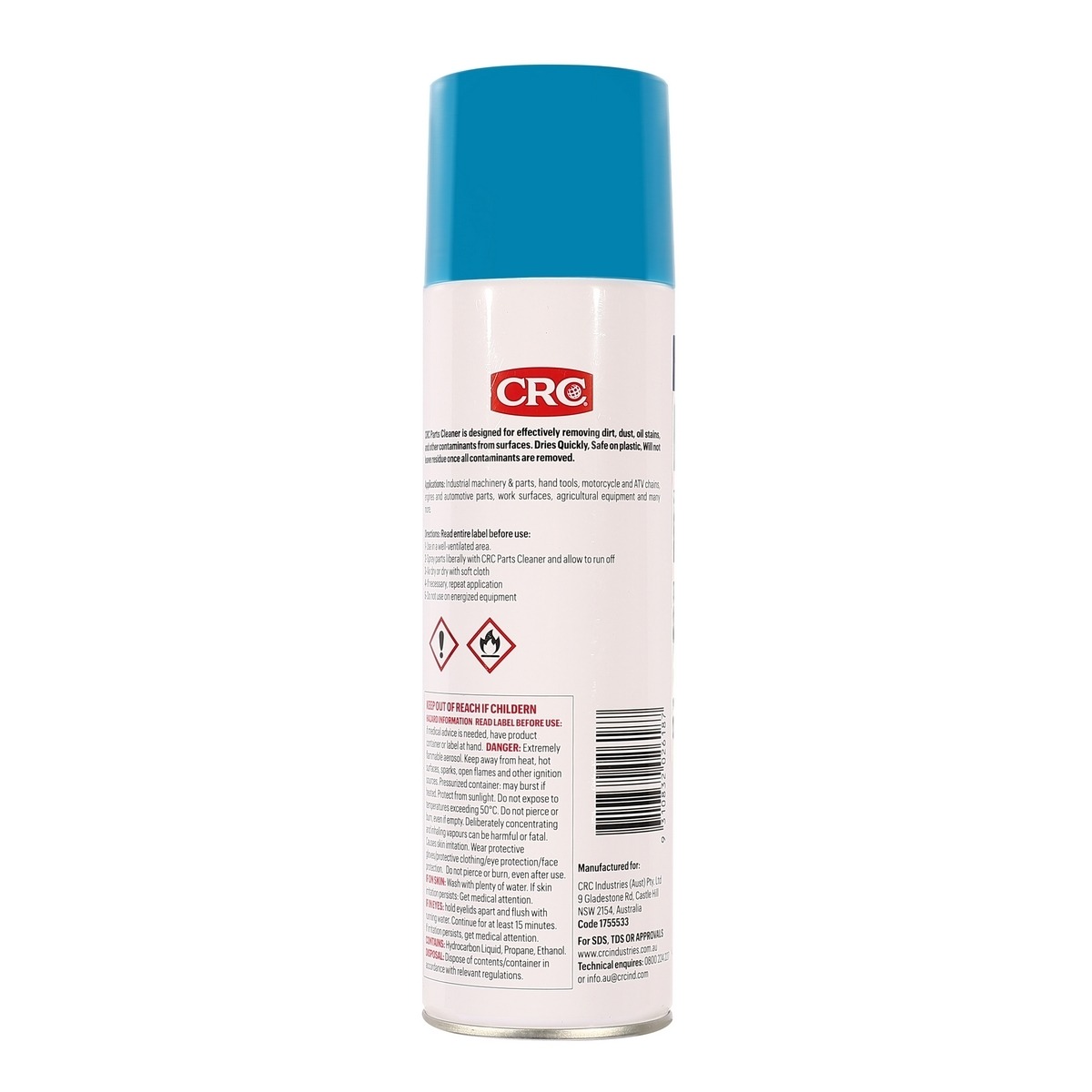 CRC นํ้ายาล้างชิ้นส่วนอเนกประสงค์ 500 ML. สำหรับทำความสะอาด คราบนํ้ามัน คราบไขมัน จาระบี หมึก สี และสิ่งสกปรกอื่นๆ (ซีอาร์ซี)