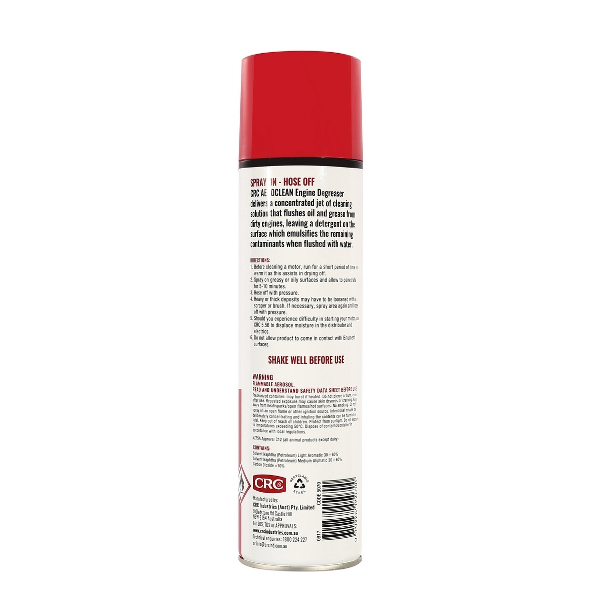 CRC Aeroclean Degreaser นํ้ายาล้างเครื่องยนต์แรงอัดสูง 400G. ใช้ฉีดล้างคราบน้ำมัน จารบี และสิ่งสกปรก (ซีอาร์ซี)