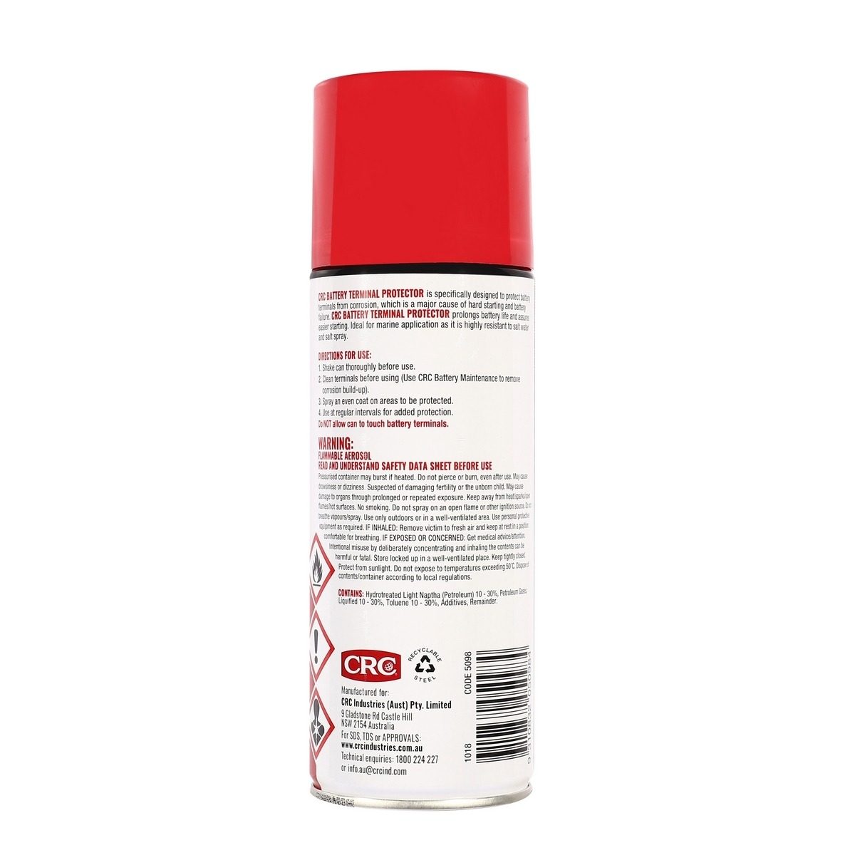 CRC Battery Terminal Protector นํ้ายาเคลือบขั้วแบตเตอรี่ 300G. ใช้ฉีดเคลือบป้องกันความชื้น สนิม และการกัดกร่อนระยะยาวของขั้วแบตเตอรี่รถยนต์ 