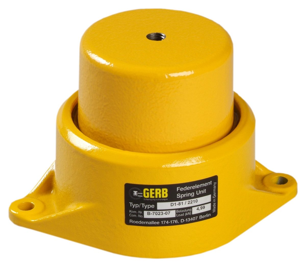 ชุดสปริงลดแรงสั่นสะเทือน GERB (Type D1) สำหรับเครื่องจักร รับน้ำหนัก 520-2300 N รุ่น d1-34