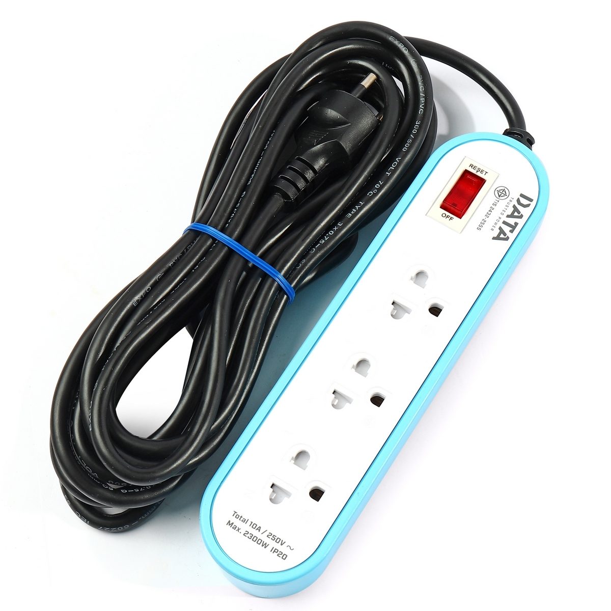 DATA ปลั๊กไฟ 3 ช่อง 1 สวิตซ์ ยาว 5 เมตร 10 แอมป์ 2300 วัตต์ รุ่น AP3146 สายไฟ VCT 3x0.75 sq.mm (ดาต้า)