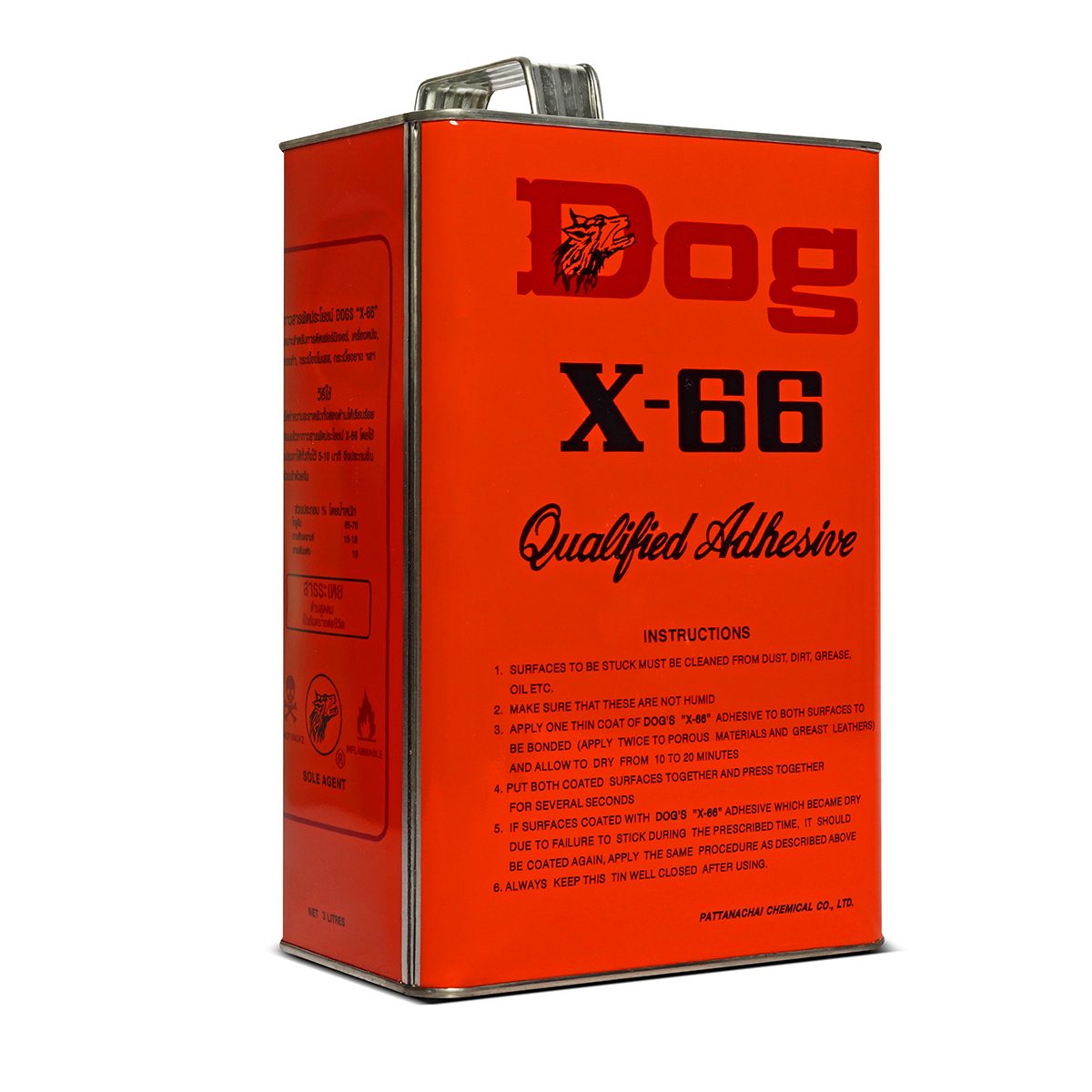 กาวยางอเนกประสงค์ ตราหมา X-66 (Dog X-66) ขนาด 3 กิโลกรัม เหมาะสำหรับการติดชิ้นงานทั่วไป สูตรเข้มข้น ใช้งานง่าย ติดแน่น ทนทาน