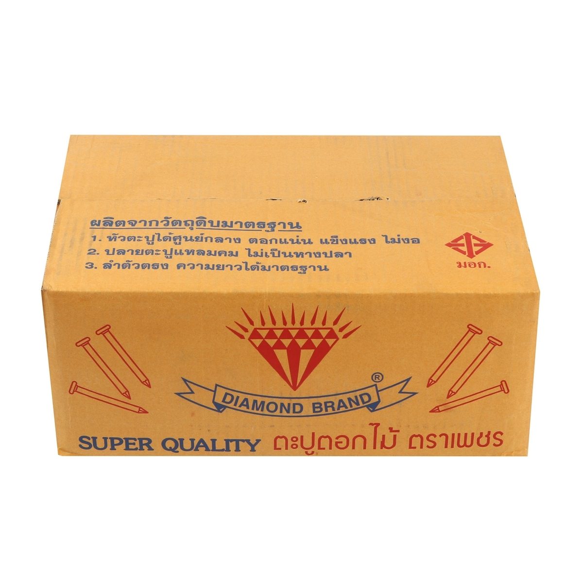 ตราเพชร ตะปูตอกไม้ ขนาด 2 1/2X12 นิ้ว เหมาะสำหรับงานไม้ งานก่อสร้าง และงานวิศวกรรม มีความเหนียว มีความแข็งแรง ทนทาน (บรรจุ 18 กิโลกรัม/ลัง) 