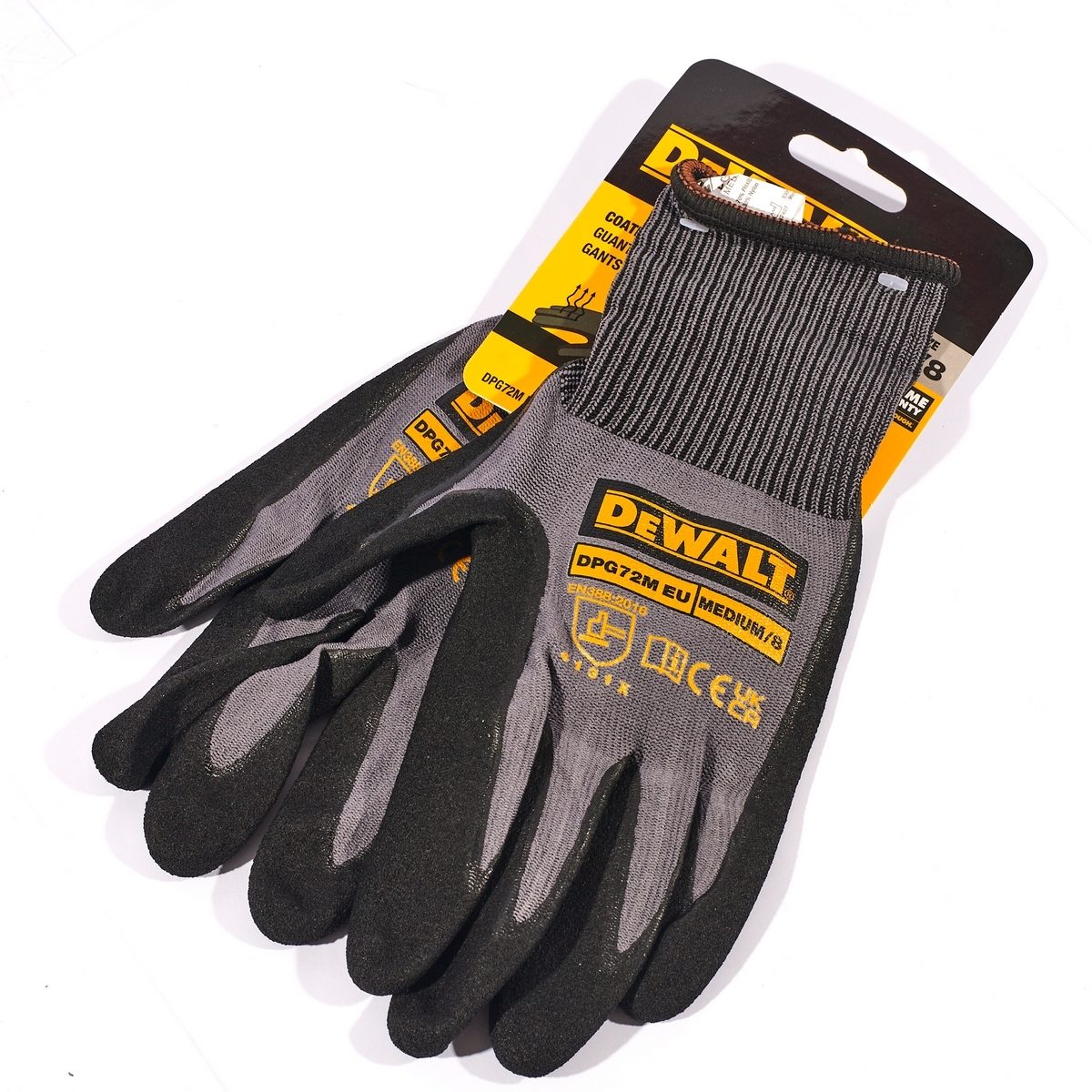 DEWALT ถุงมือทำงานแบบยึดจับทนทานสูงยืดหยุ่นได้ ไซส์ M รุ่น DPG72M ผ้าระบายอากาศ ต้านทานน้ำมันและน้ำ (ดีวอลท์)