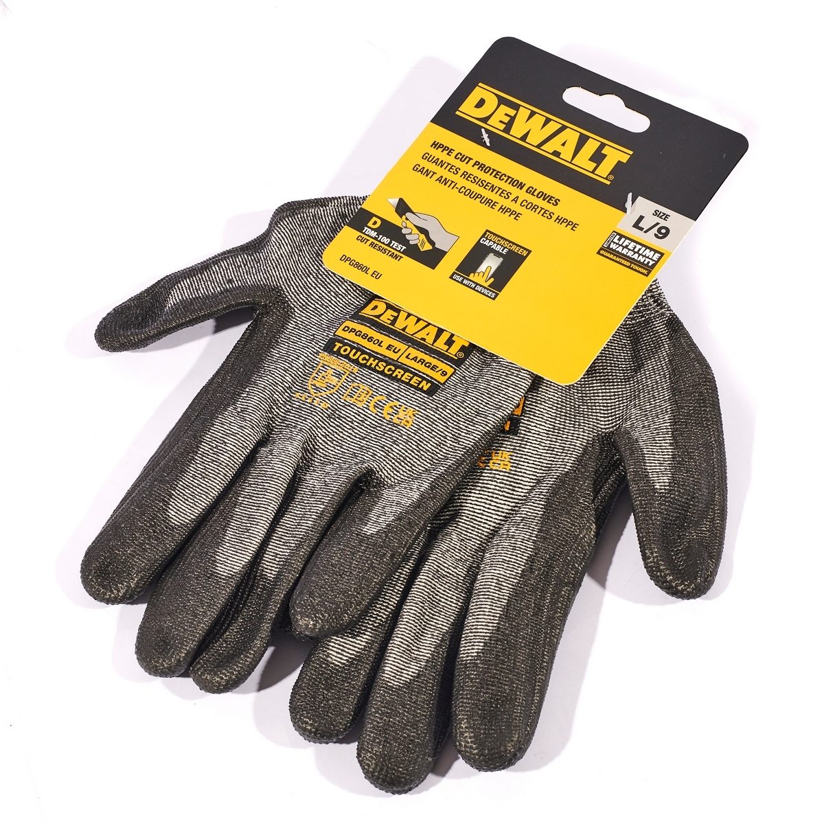 DEWALT ถุงมือเซพตี้ ไซส์ L (Touch Screen) รุ่น DPG860L เคลือบยางแท้ 100% ผ้าถักไร้ตะเข็บเพื่อความกระชับสบาย (ดีวอลท์)